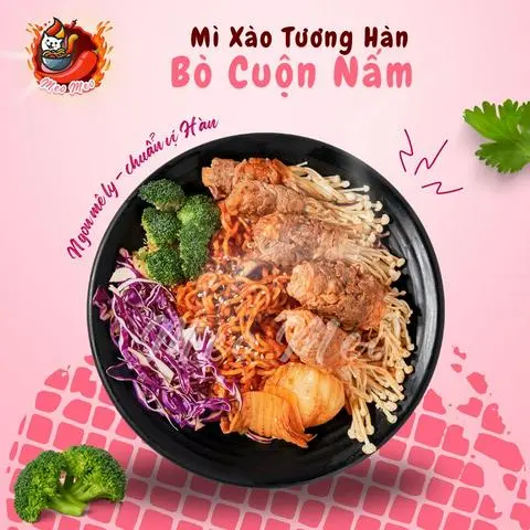 Hình ảnh Mì xào tương Hàn Bò Cuộn Nấm