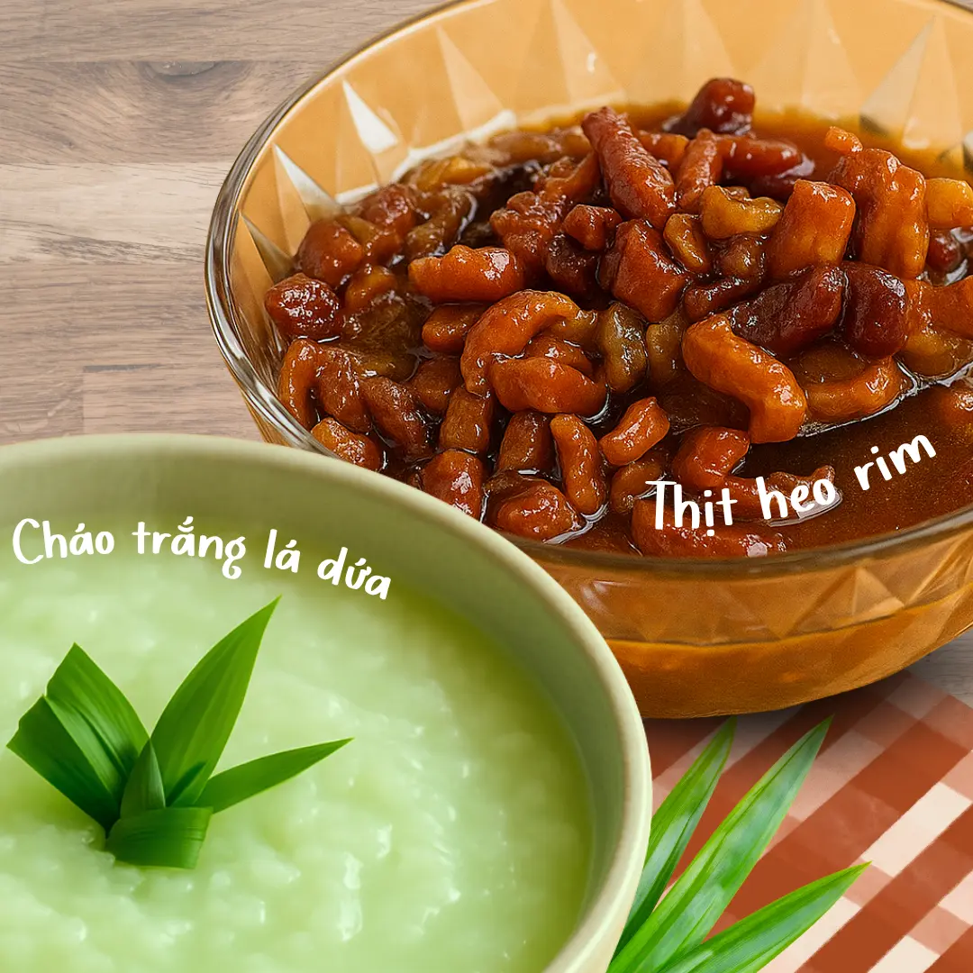 Hình ảnh Cháo Trắng Lá Dứa + Thịt Rim