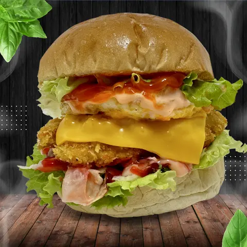 Hình ảnh Hamburger "trâu" gà