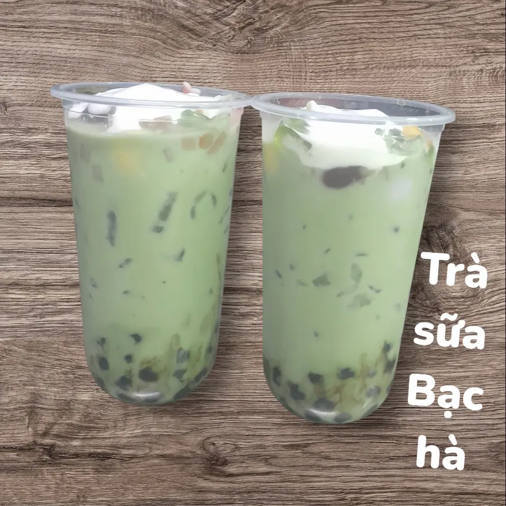Hình ảnh Trà sữa bạc hà full topping L