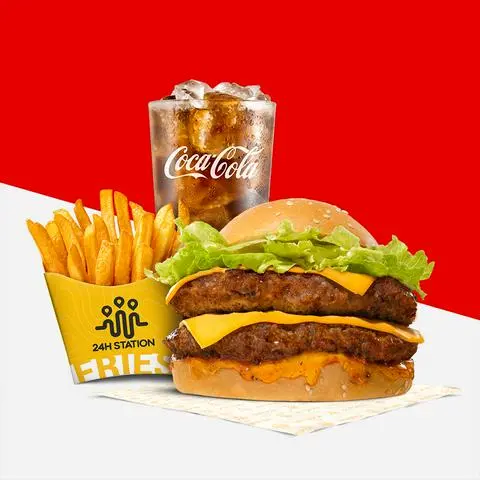 Hình ảnh Combo Burger Double Bò Nướng Phô Mai
