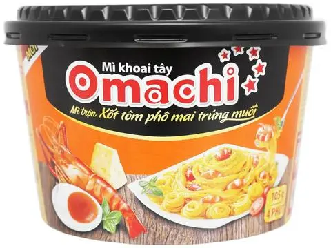 Hình ảnh Mì Omachi trộn sốt tôm phô mai trứng muối 