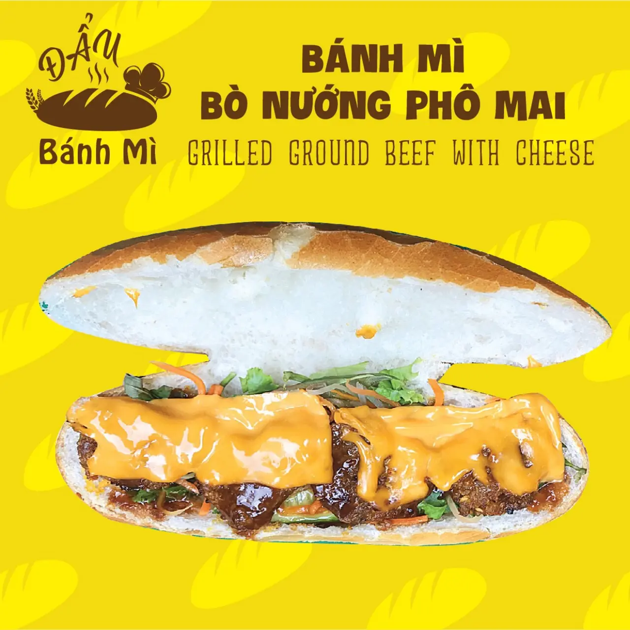 Hình ảnh Bánh Mì Bò Nướng Phô Mai