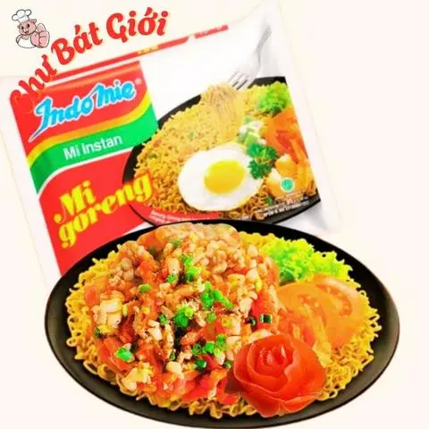 Hình ảnh Mì trộn Indo thịt bằm xào củ hành
