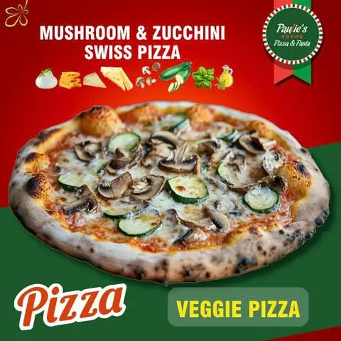 Hình ảnh Pizza Nấm Bí Ngòi kiểu Thuỵ Sỹ | Mushroom Zucchini Swiss Pizza