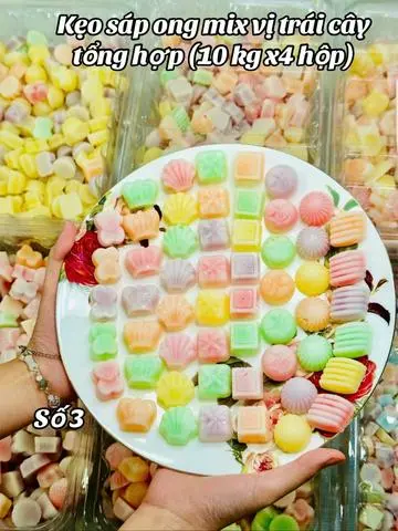 Hình ảnh 10 viên kẹo sáp hình ngẫu nhiên size to mix vị