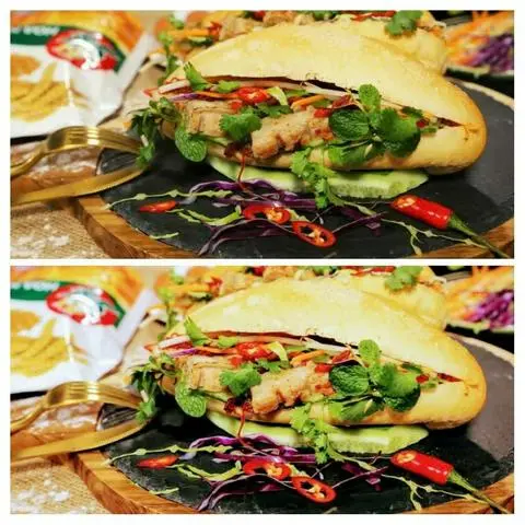 Hình ảnh Bánh mì Pate nem nướng