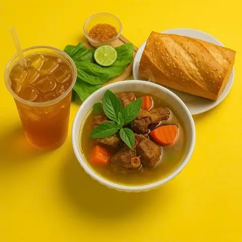 Hình ảnh Combo bò kho bánh mì kèm trà tắc