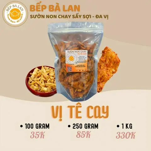 Hình ảnh Túi 100g Vị Tê Cay - Sườn Non Chay Sấy Sợi - Ăn Vặt & Chay Mặn - Bếp Bà Lan