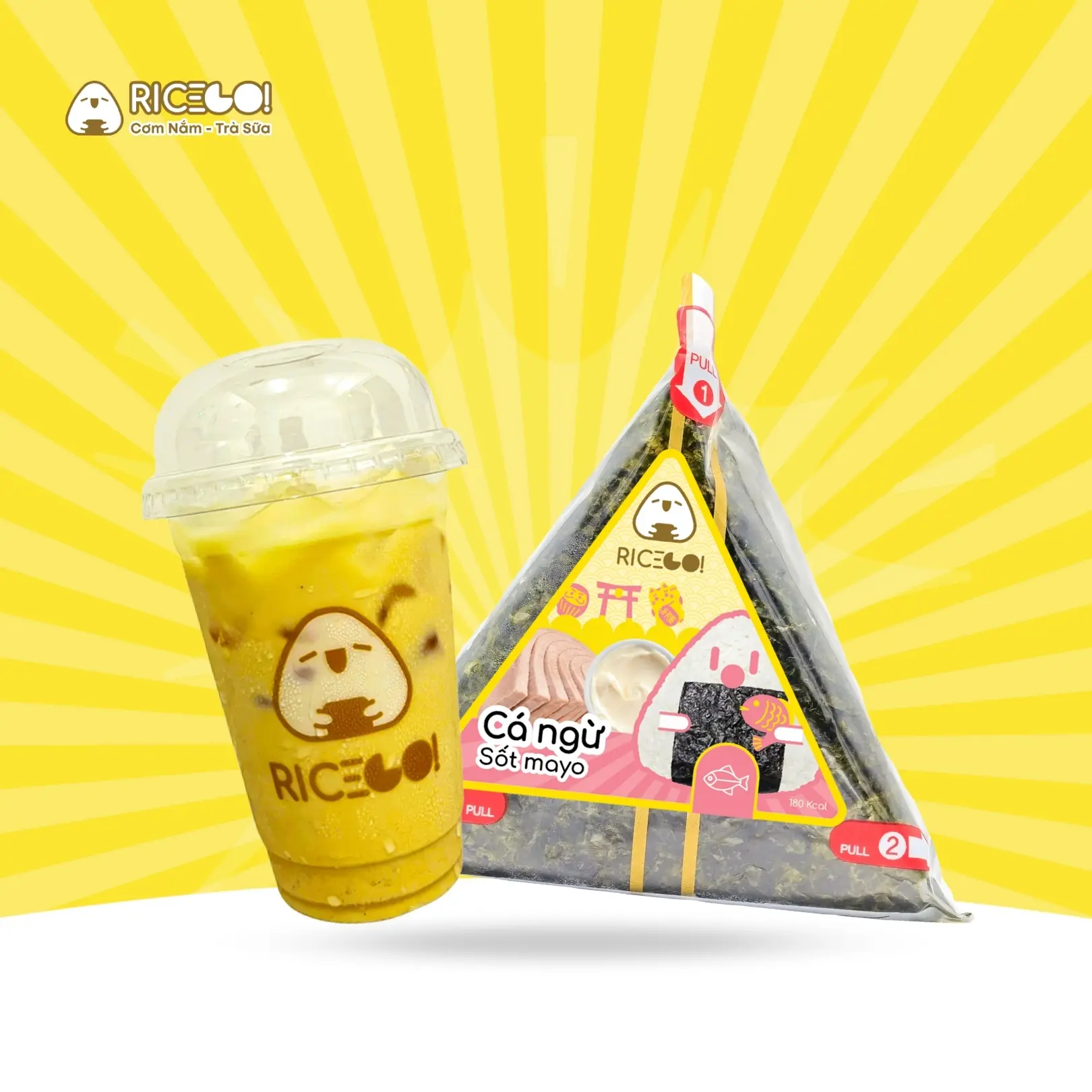 Hình ảnh Combo Trà Sữa Cơm Nắm Rice Go! - Size M