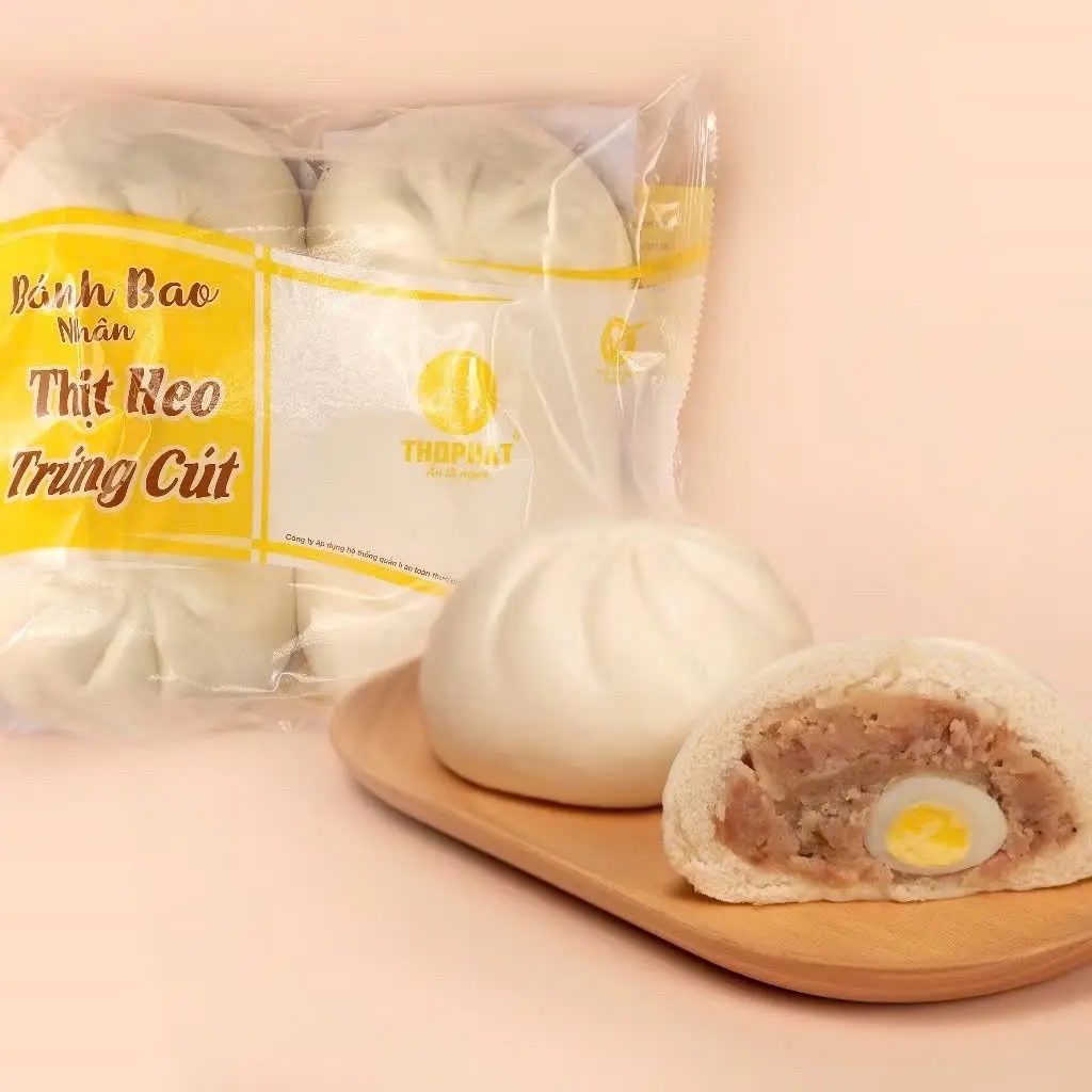 Hình ảnh Bánh Bao Nhân Thịt Heo 1 Trứng Cút 140g (Gói 4 cái)