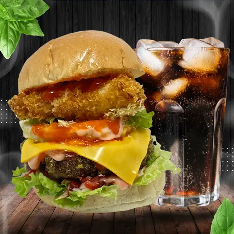 Hình ảnh Combo hamburger "trâu khổng lồ" mix - coca
