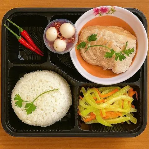 Hình ảnh Cơm Thịt Luộc Cà Pháo Mắm Tôm