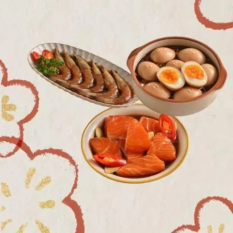 Hình ảnh Set 2: Cá Hồi, Tôm & Trứng Ngâm Tương