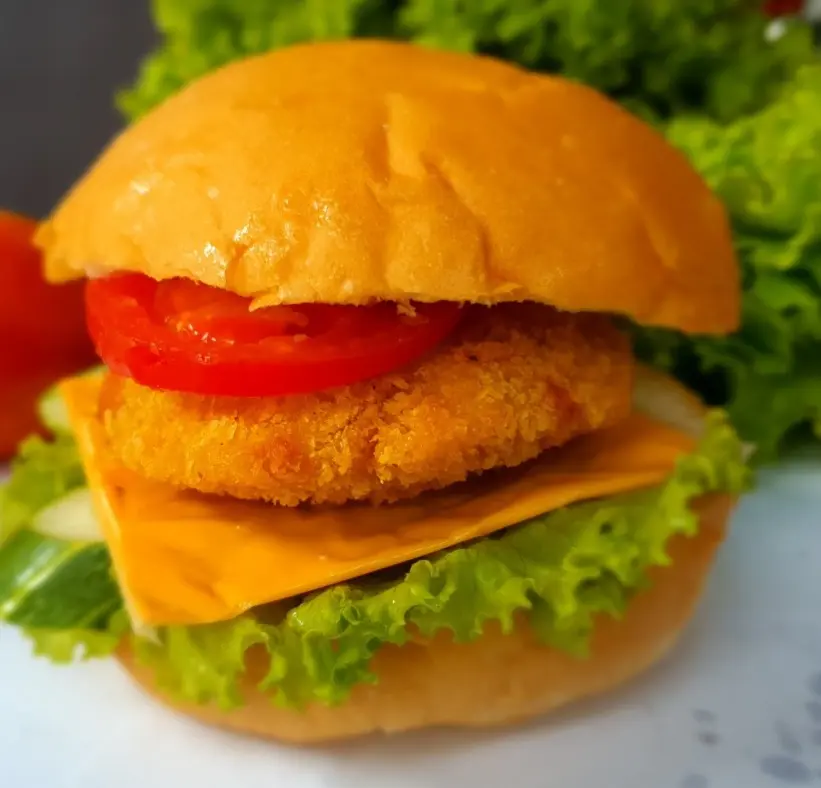 Hình ảnh Hamburger Gà + Phô Mai Lát
