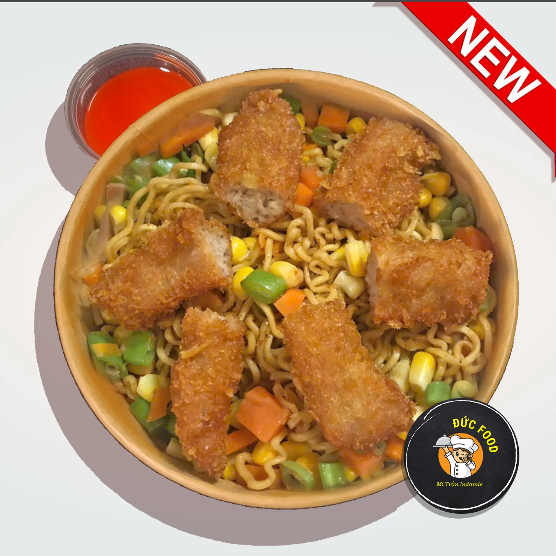 Hình ảnh Mì Trộn Nem Chua Rán
