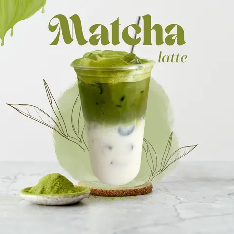 Hình ảnh Matcha latte sữa chuối
