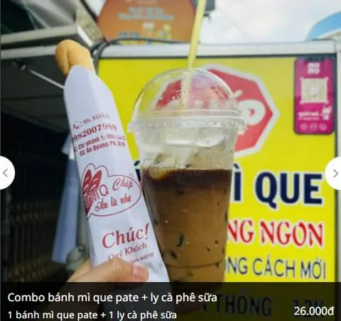 Hình ảnh Combo bánh mì que pate + Cà phê sữa
