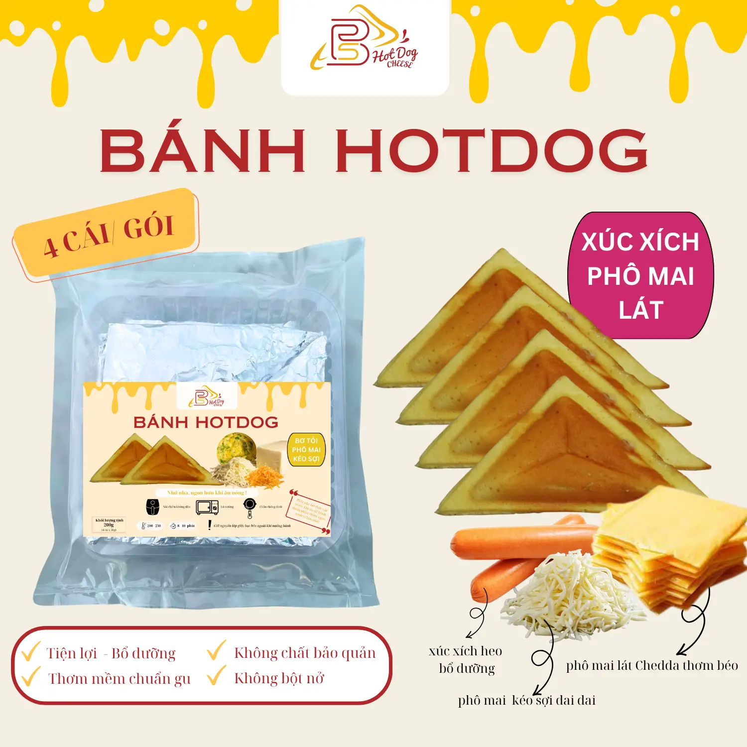Hình ảnh Xúc Xích Phô Mai Lát - Loại Túi