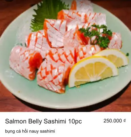Hình ảnh Sashimi bụng cá hồi Nauy