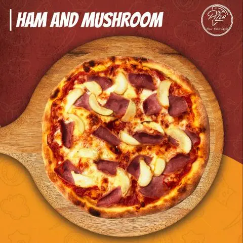Hình ảnh Ham And Mushroom Pizza Kích Cỡ 24Cm