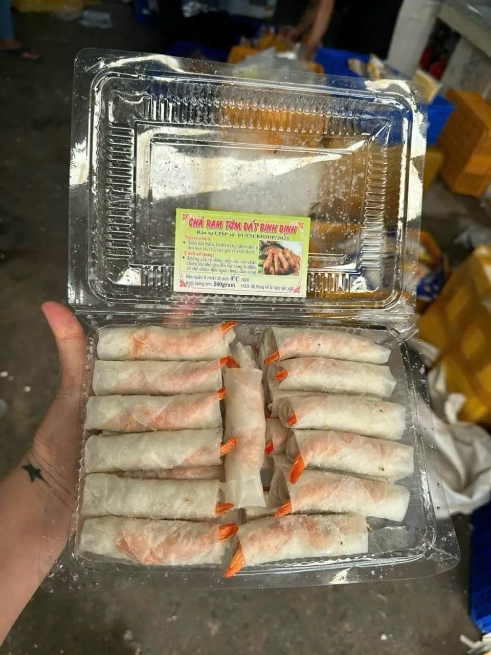 Hình ảnh Chả ram tôm đất Bình Định, hộp 500gram 22-24cái.