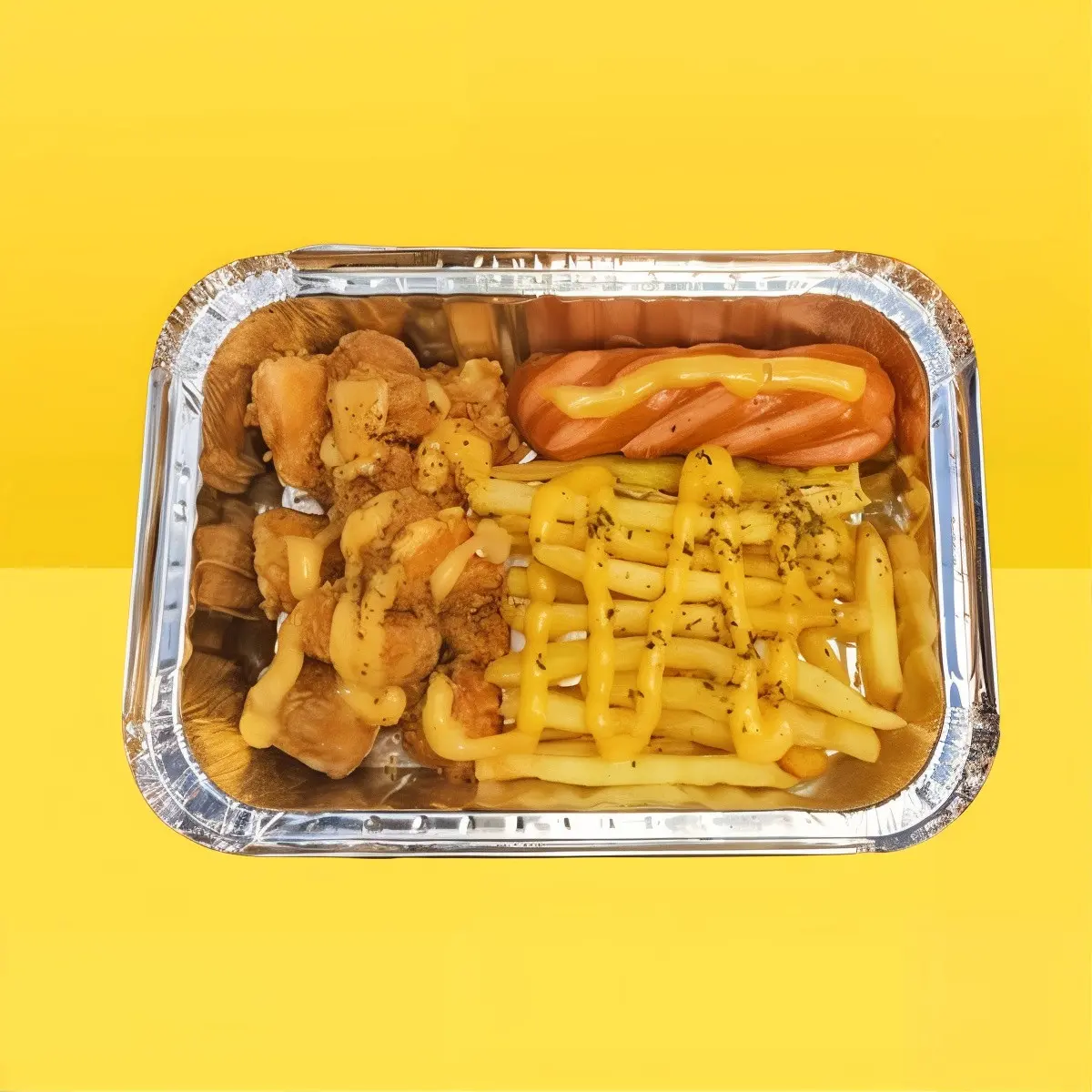 Hình ảnh Box Phô Mai: Gà Viên Popcorn + Xúc Xích + Khoai Tây (Xốt Phô Mai)