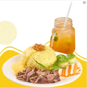 Hình ảnh Combo cơm lòng gà - trà đào tắc