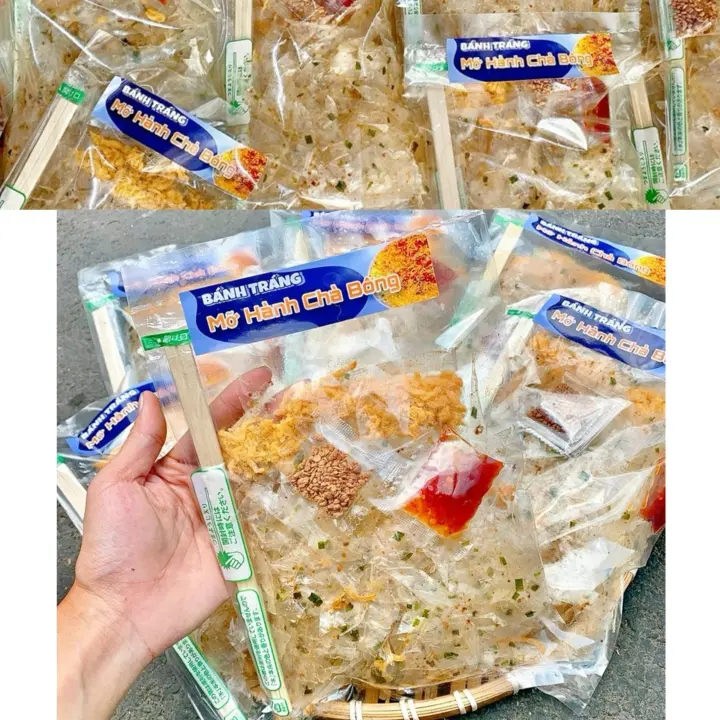 Hình ảnh Bánh Tráng Mỡ Hành, Chà Bông, Sa Tế Túi Zip To