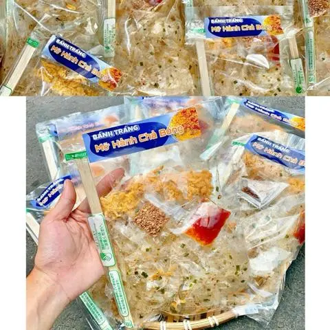 Hình ảnh Bánh Tráng Mỡ Hành, Chà Bông, Sa Tế Túi Zip To