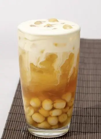 Hình ảnh Trà gạo rang sen vàng machiato