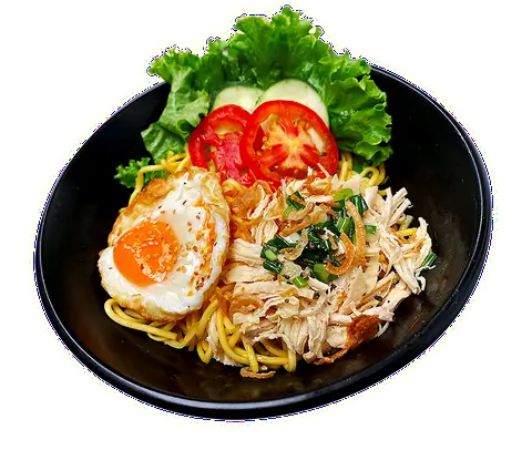 Hình ảnh Mì rau trộn - ức xé - trứng opla