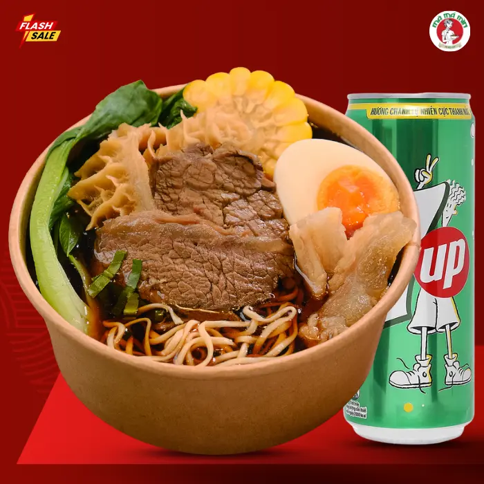 Hình ảnh Combo Mì Bò Cay + Pepsi/7Up