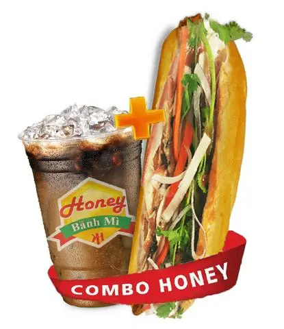 Hình ảnh Combo bánh mì thịt nướng mật ong - cafe sữa đá