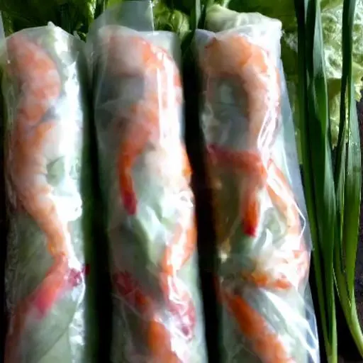 Hình ảnh Gỏi tôm combo 5 cuốn mắm nêm
