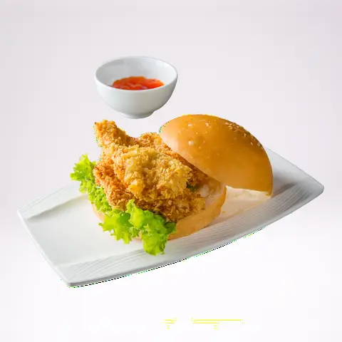 Hình ảnh Hamburger Gà Rút Xương Chiên Xù