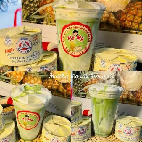 Hình ảnh Matcha sữa gấu kem muối