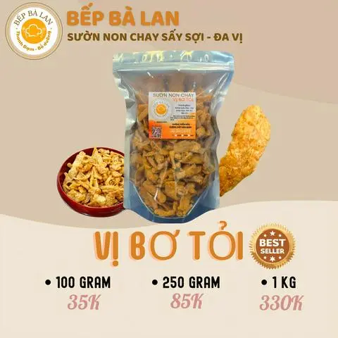 Hình ảnh Túi 100g Vị Bơ Tỏi - Sườn Non Chay Sấy Sợi - Ăn Vặt & Chay Mặn - Bếp Bà Lan