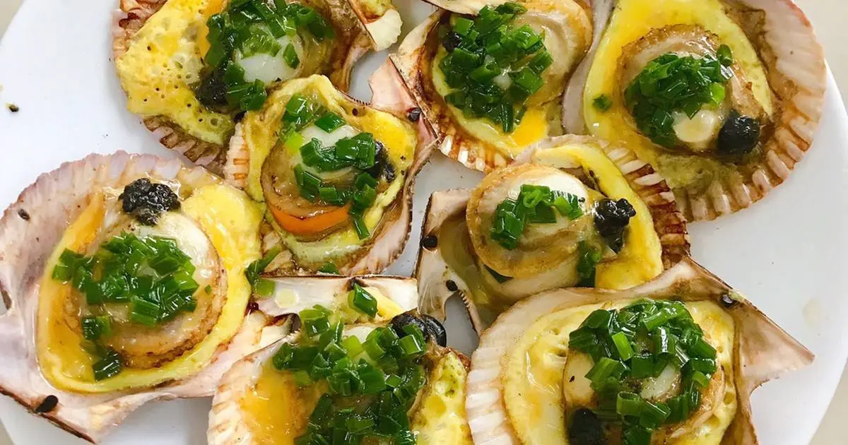 Hình ảnh sò điệp Nướng phô mai. ,Mở Hành 