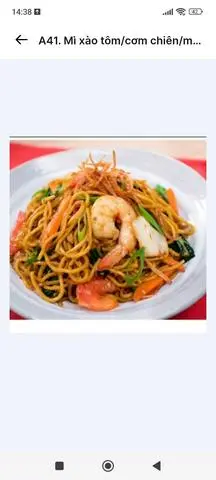 Hình ảnh A41. Mì xào tôm/cơm chiên/mì gói xào - 蝦仁炒麵/炒飯/炒泡麵