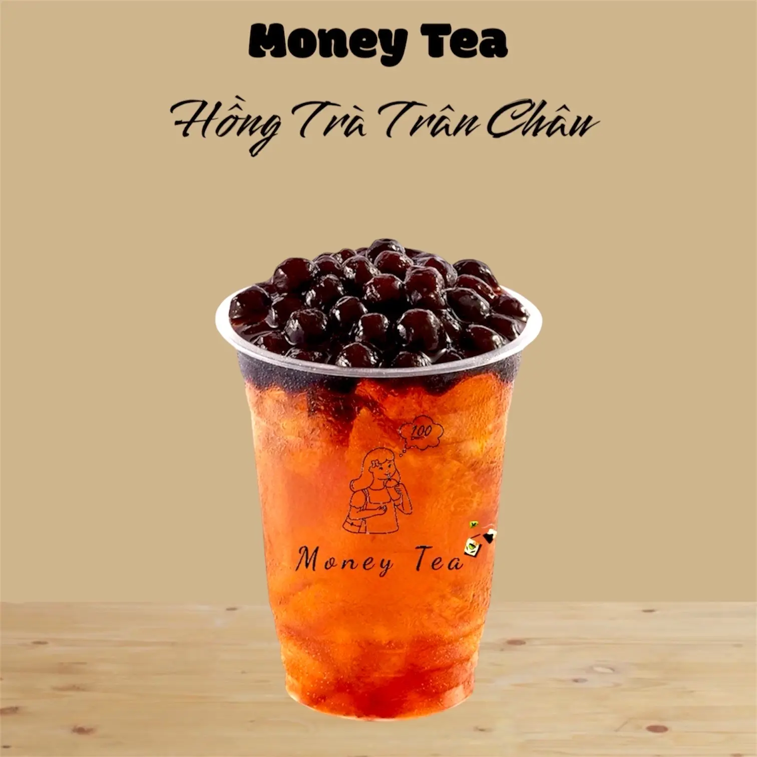Hình ảnh Hồng trà trân châu - Ly 500ml