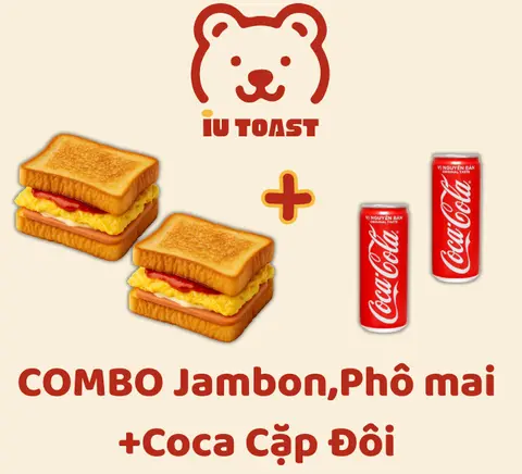Hình ảnh Combo Jambon Phô mai Cặp Đôi = 2 cái bánh mì Jambon+Phô mai + 2 Coca
