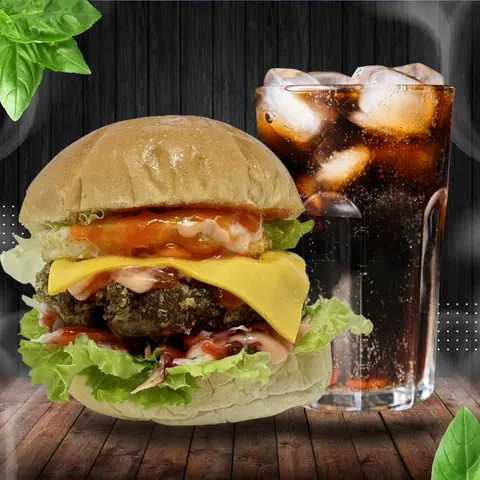 Hình ảnh Combo hamburger "trâu" bò - coca