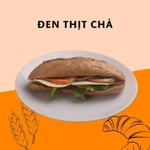 Hình ảnh Bánh mì đen thịt chả - Dark rye with meat, jambon