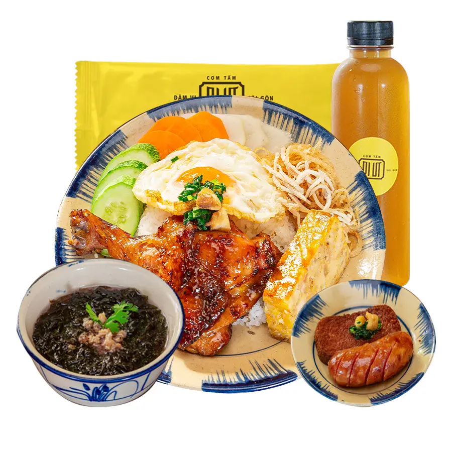 Hình ảnh Combo Cơm Đùi Gà full topping + Canh + Khăn + Nước tùy chọn