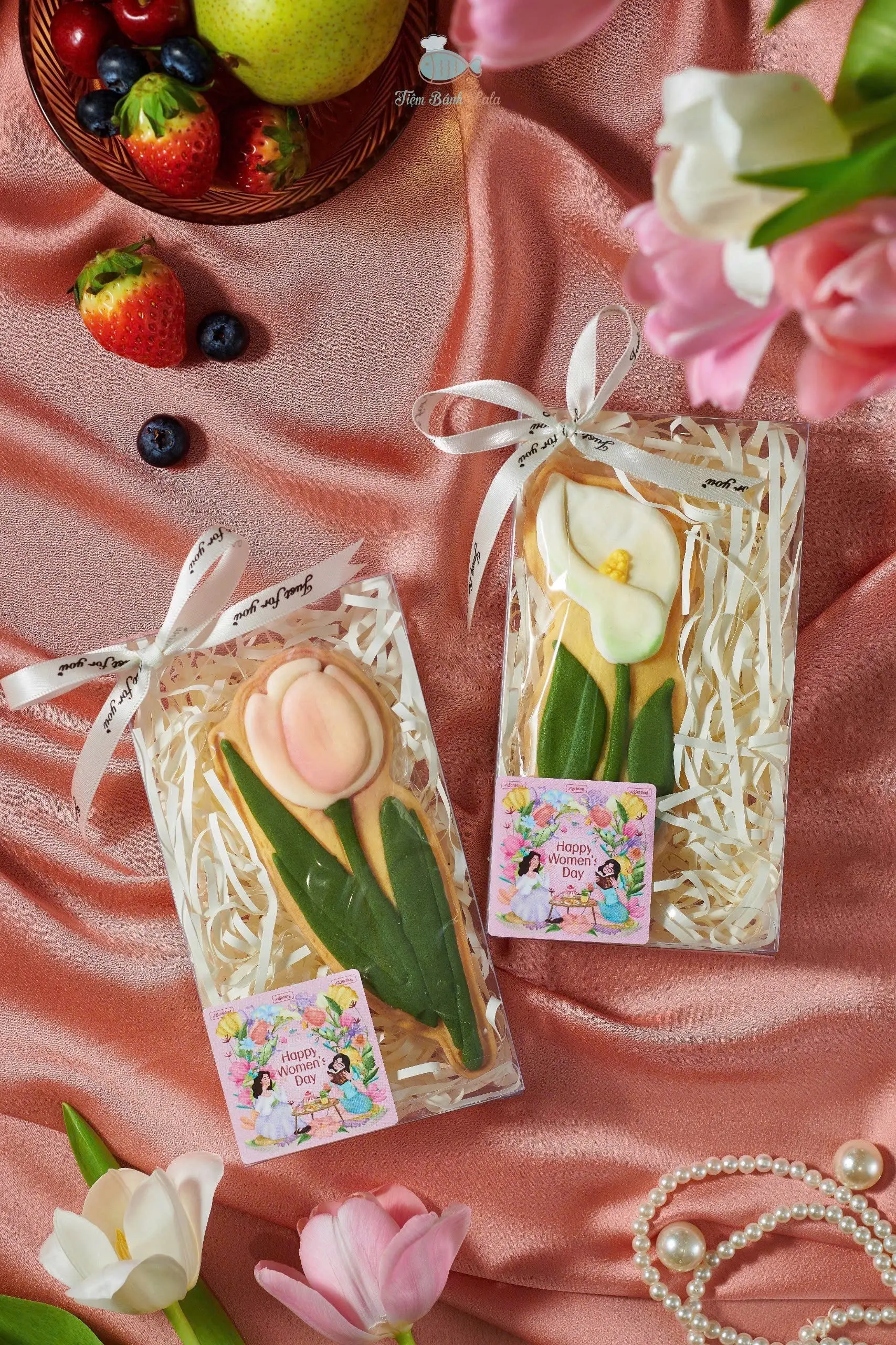 Hình ảnh Set Cookie Hoa Tulip/ Hoa Hồng Môn
