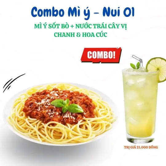 Hình ảnh Combo tặng kèm nước: Mì Ý sốt bò bằm
