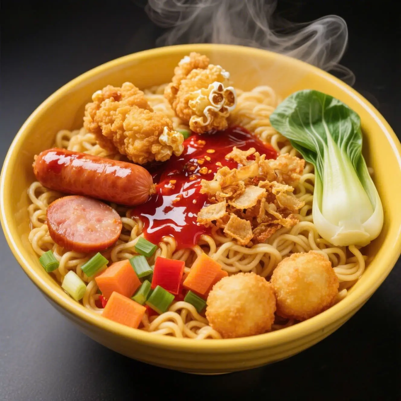 Hình ảnh Mì trộn đặc biệt gà viên giòn tan sốt thần thánh - Tặng Trà chanh siêu hời