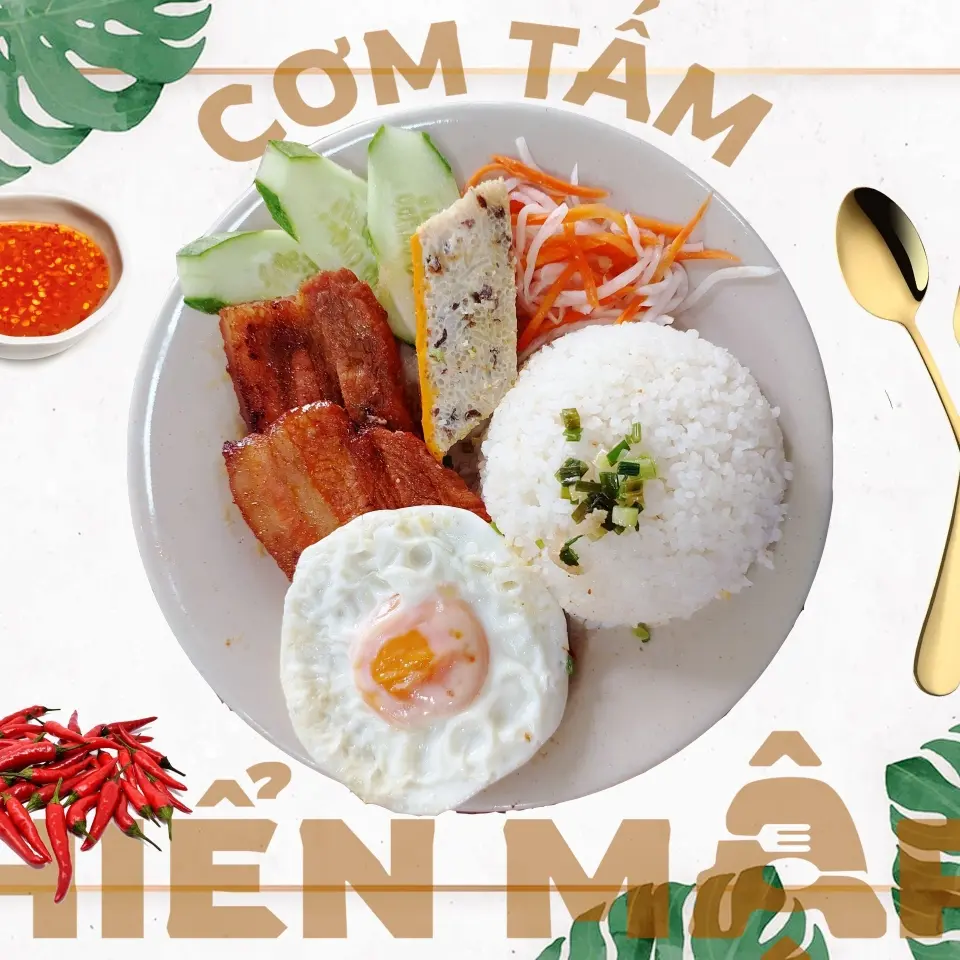 Hình ảnh Cơm ba rọi chả trứng