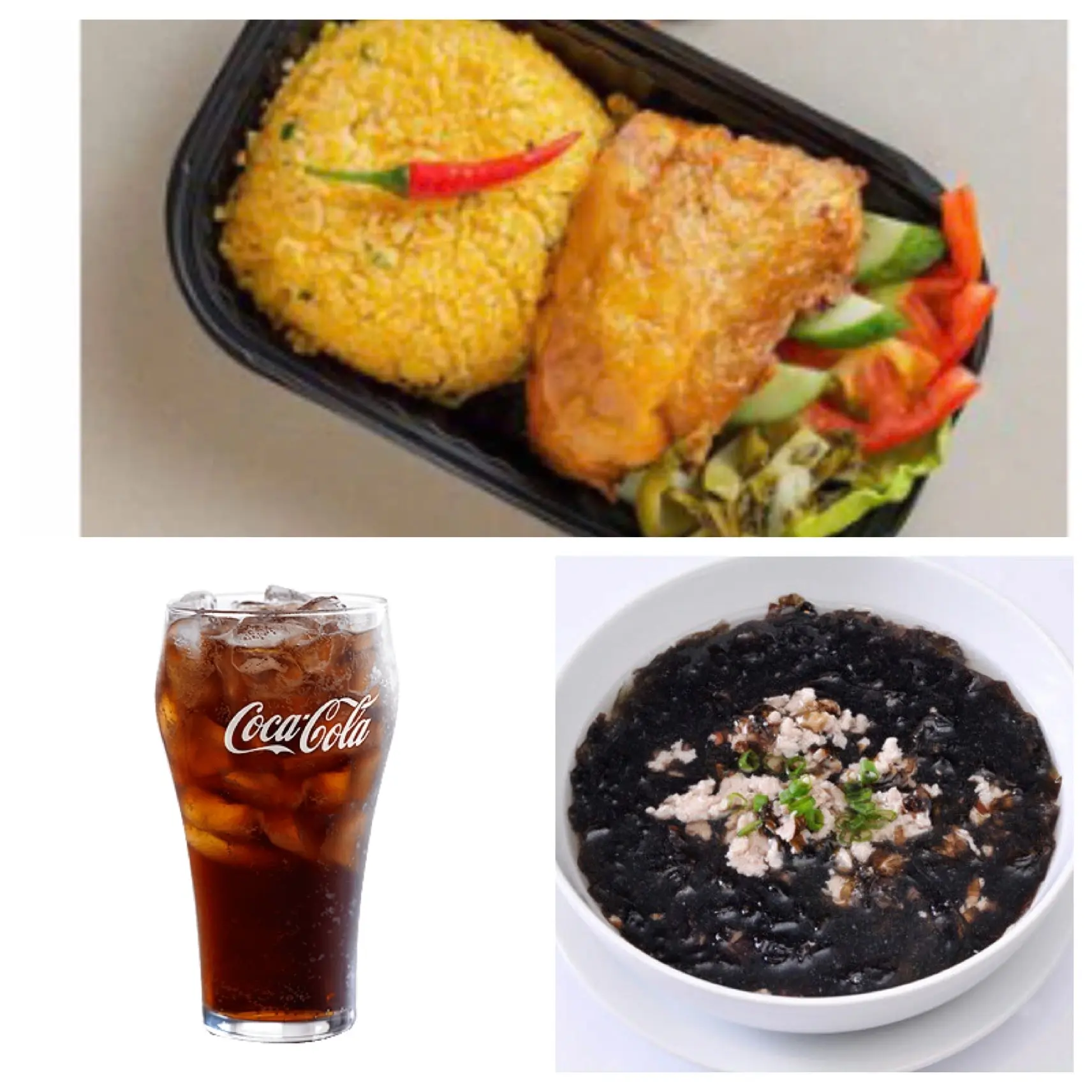 Hình ảnh Cơm Chiên Má Đùi + Canh Rong Biển + Coca